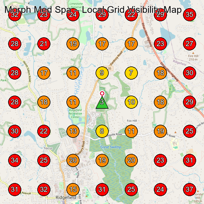 Morph Med Spa GeoGrid visibility map for Nail Salon in Ridgefield